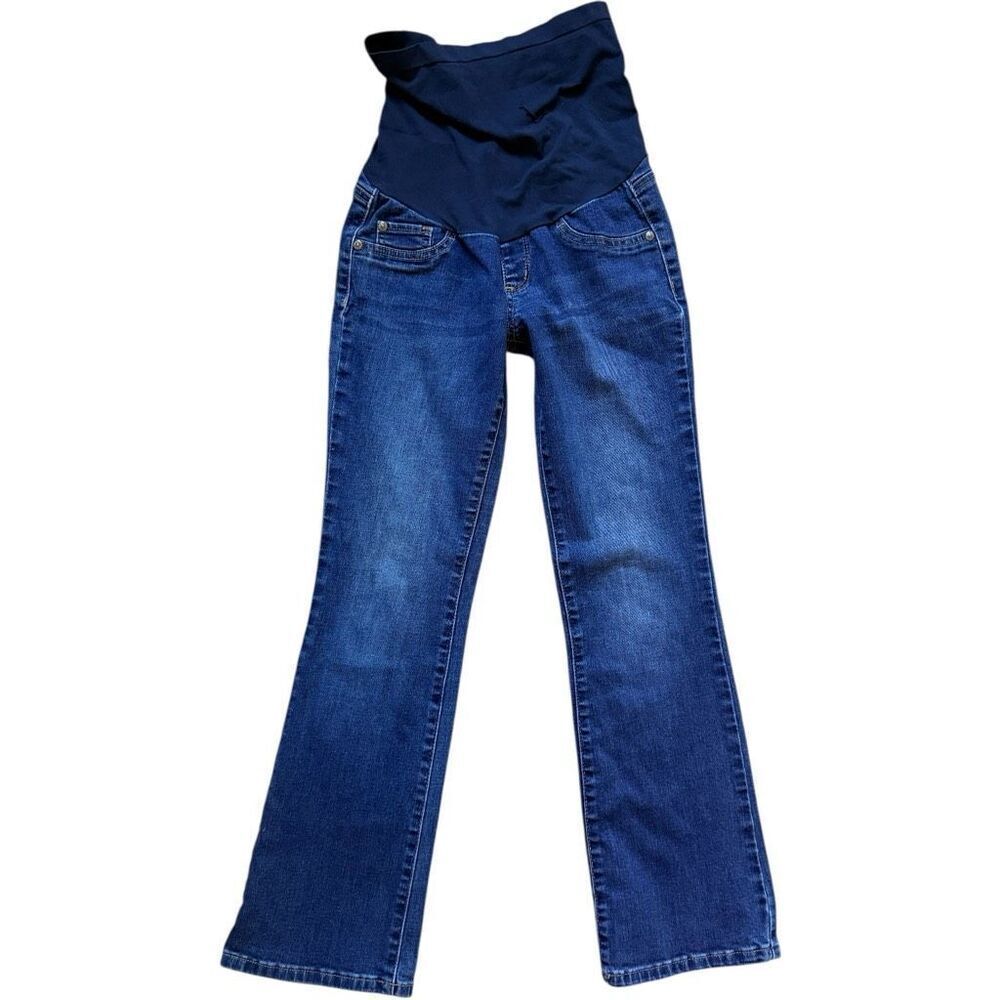 Womens Motherhood Maternity Indigo Blue Bootcut Full Panel Jeans - Sz XS Petite